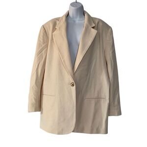 Vintage Savannah Plus Size Blazer 20W Single Button Cream Wool Linen Blend